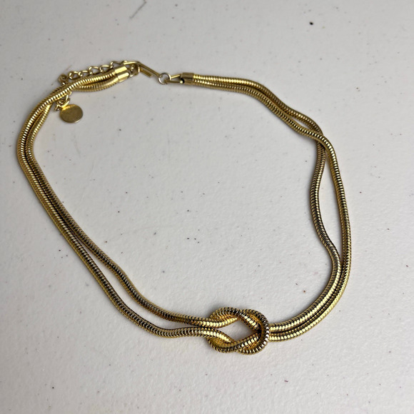 Vintage Double Strand Gold Tone Necklace Lot Avon X & Knot Tie 16-18" Costume - Picture 13 of 13